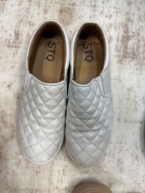 STQ Quilted Slip-On Sneakers in White